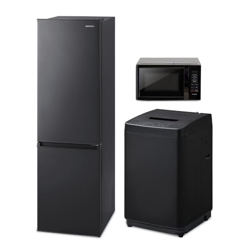 【新生活家電3点セット】アイリスオーヤマ 家電セット 冷蔵庫 170L 洗濯機 5kg 電子レンジ 17L ブラック 一人暮らし